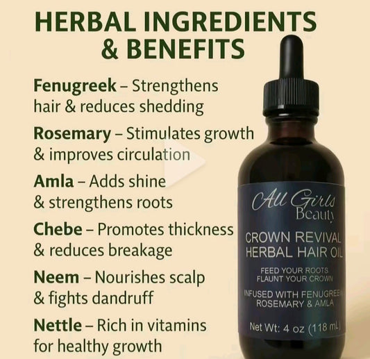 Crown Revival Herbal Hair Oil- With Ayurvedic Herbs (4oz/118ml)
