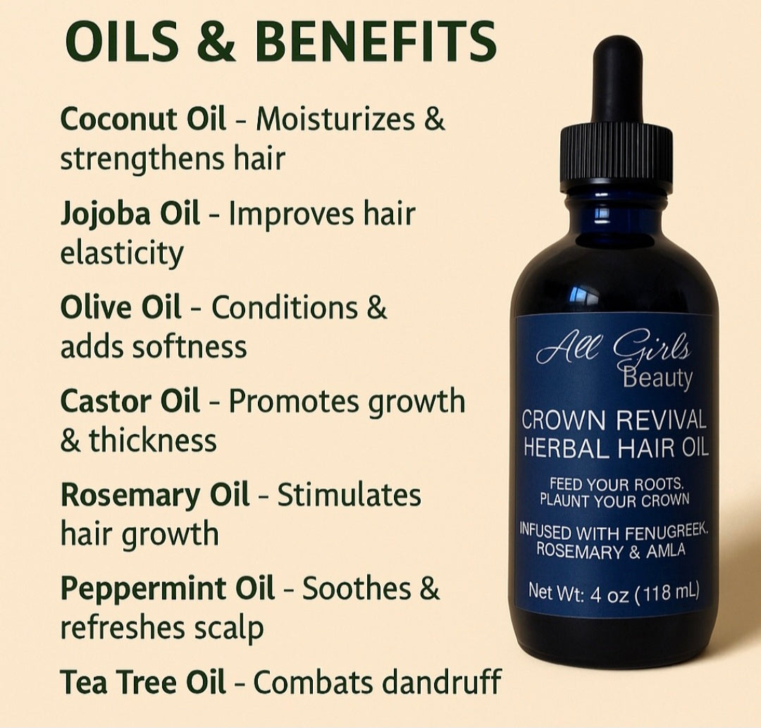 Crown Revival Herbal Hair Oil- With Ayurvedic Herbs (4oz/118ml)